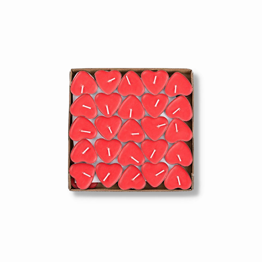 Kalp Şeklinde Kırmızı Hediyelik Mum 50 Adet