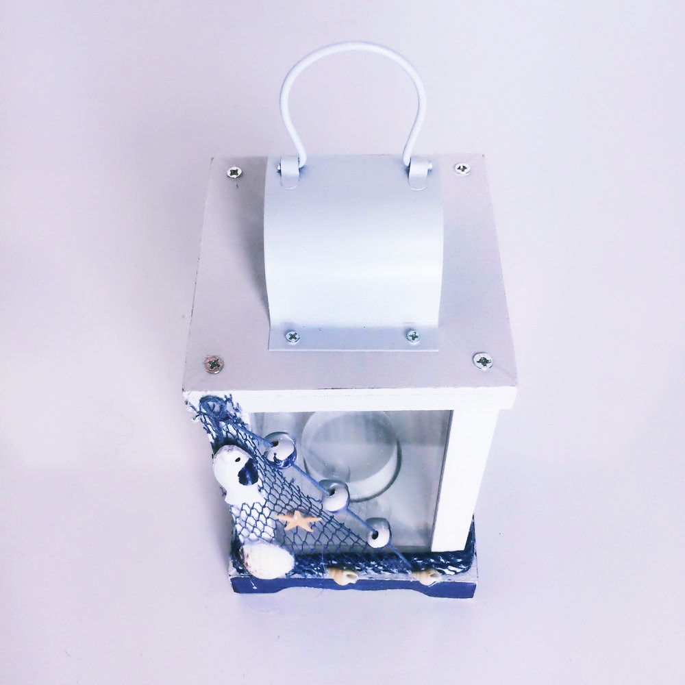 Toptan Ahşap Dekoratif Balık Ağı Süslemeli Fener Mumluk