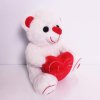 Sevimli Kırmızı Kalpli Beyaz Peluş Ayıcık Orta Boy 25 cm