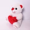 Sevimli Kırmızı Kalpli Beyaz Peluş Ayıcık Orta Boy 25 cm