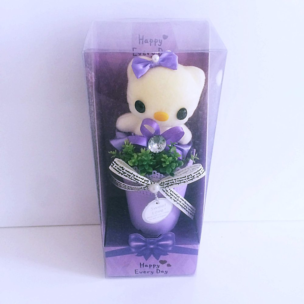 Saksıda Süslü Sevimli Peluş Kedi