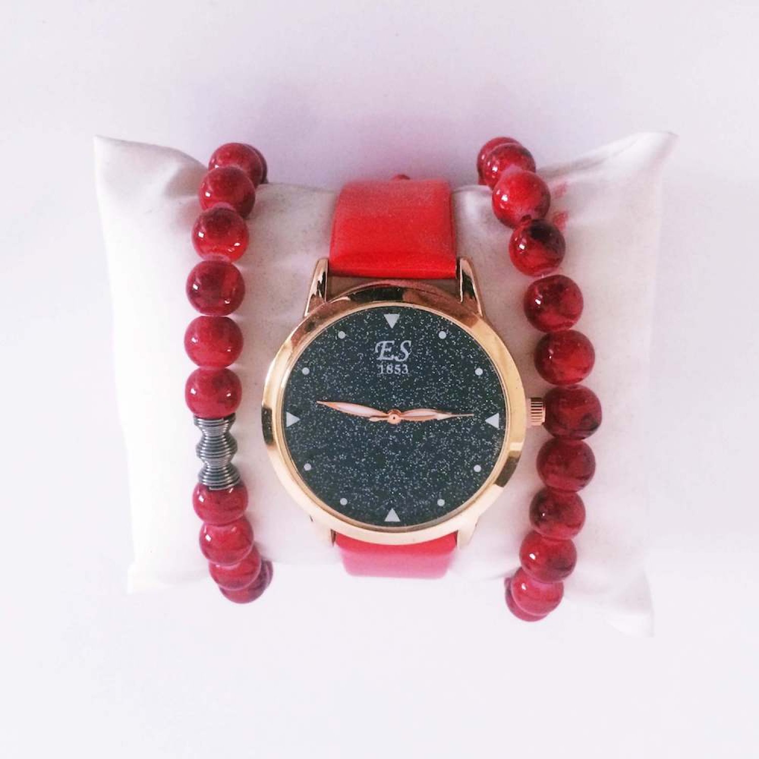 ES 1853 Parlak Kırmızı Kordon Bayan Kol Saati