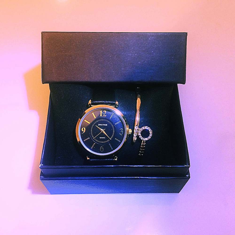 Spectrum Siyah Kordon Gold Kadran Bayan Kol Saati