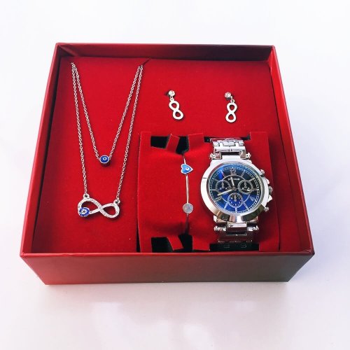 Spectrum Sonsuzluk Bayan Kol Saati Kolye Küpe Bileklik Seti