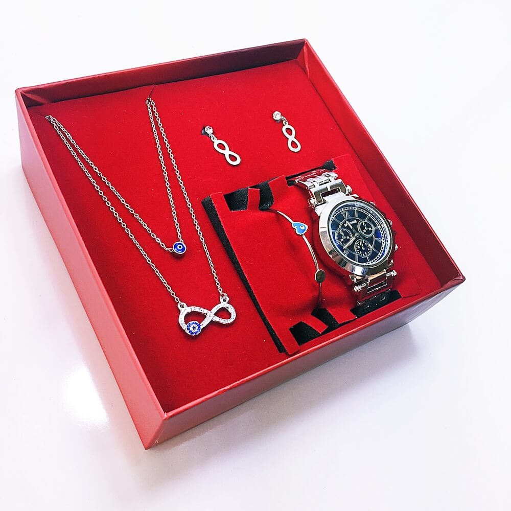 Spectrum Sonsuzluk Bayan Kol Saati Kolye Küpe Bileklik Seti