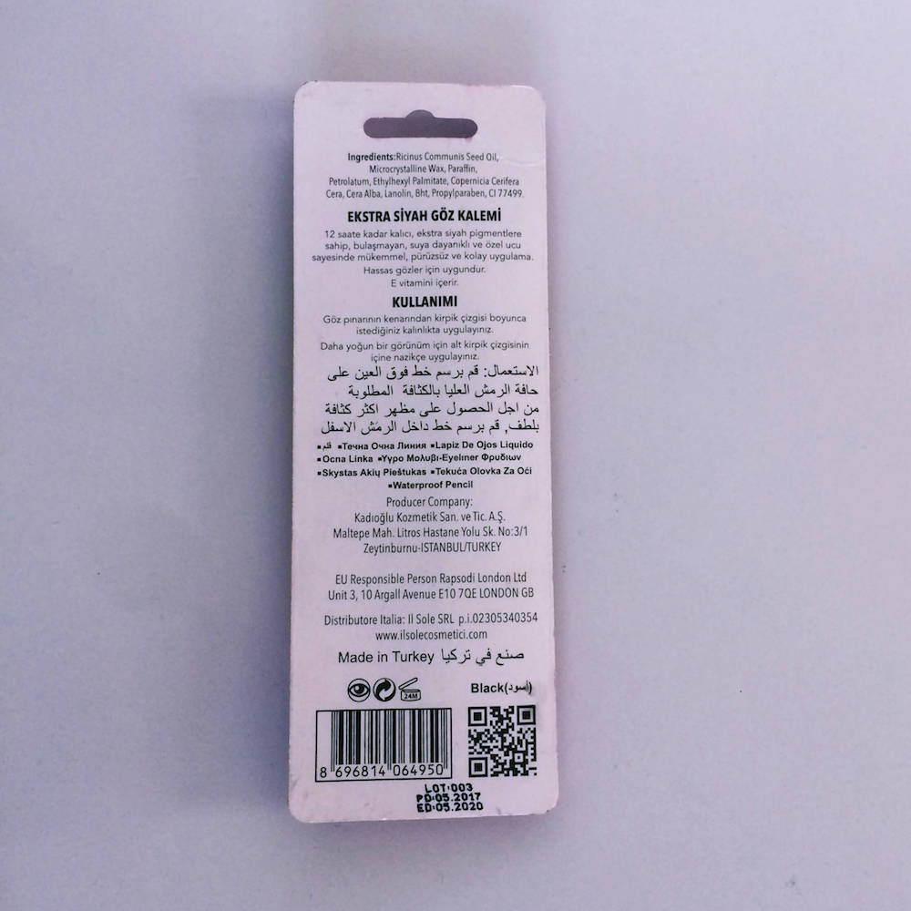 Gabrini The Color Max Kajal Siyah Göz Kalemi