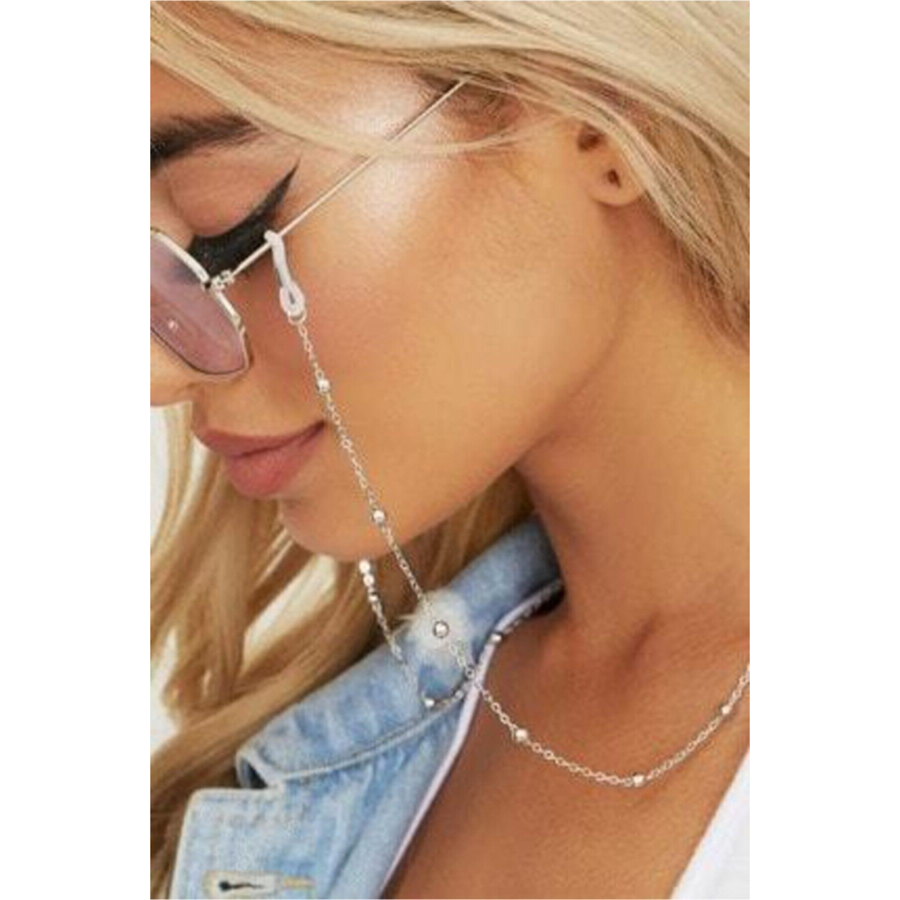 Gözlük Zinciri Chic Minik Toplu Gümüş Rengi Silver Kadın Gözlük Askısı
