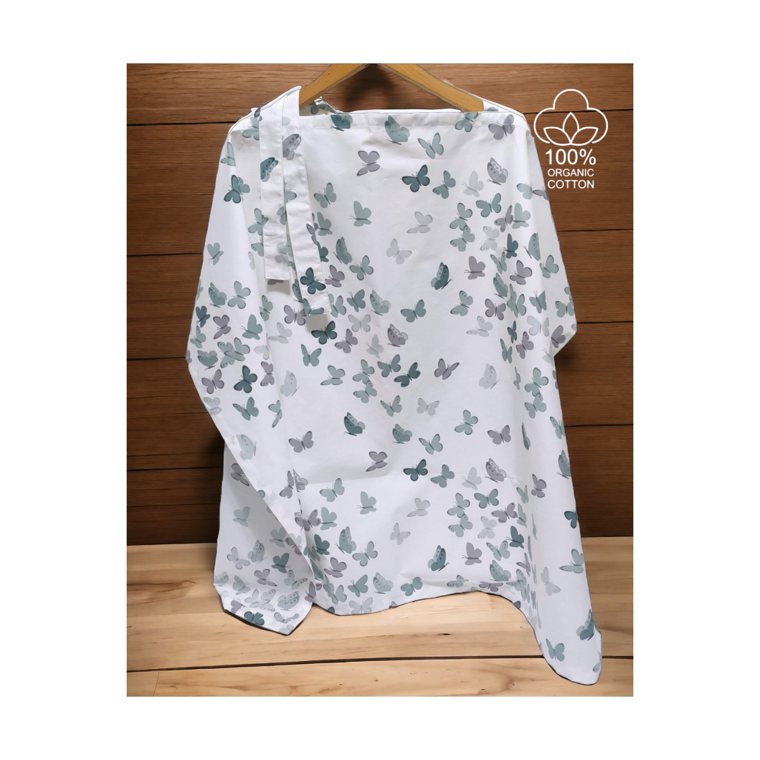 Balenli 100x80 Cm Emzirme Önlüğü Ayarlanabilir Boy Yeşil Kelebekler .