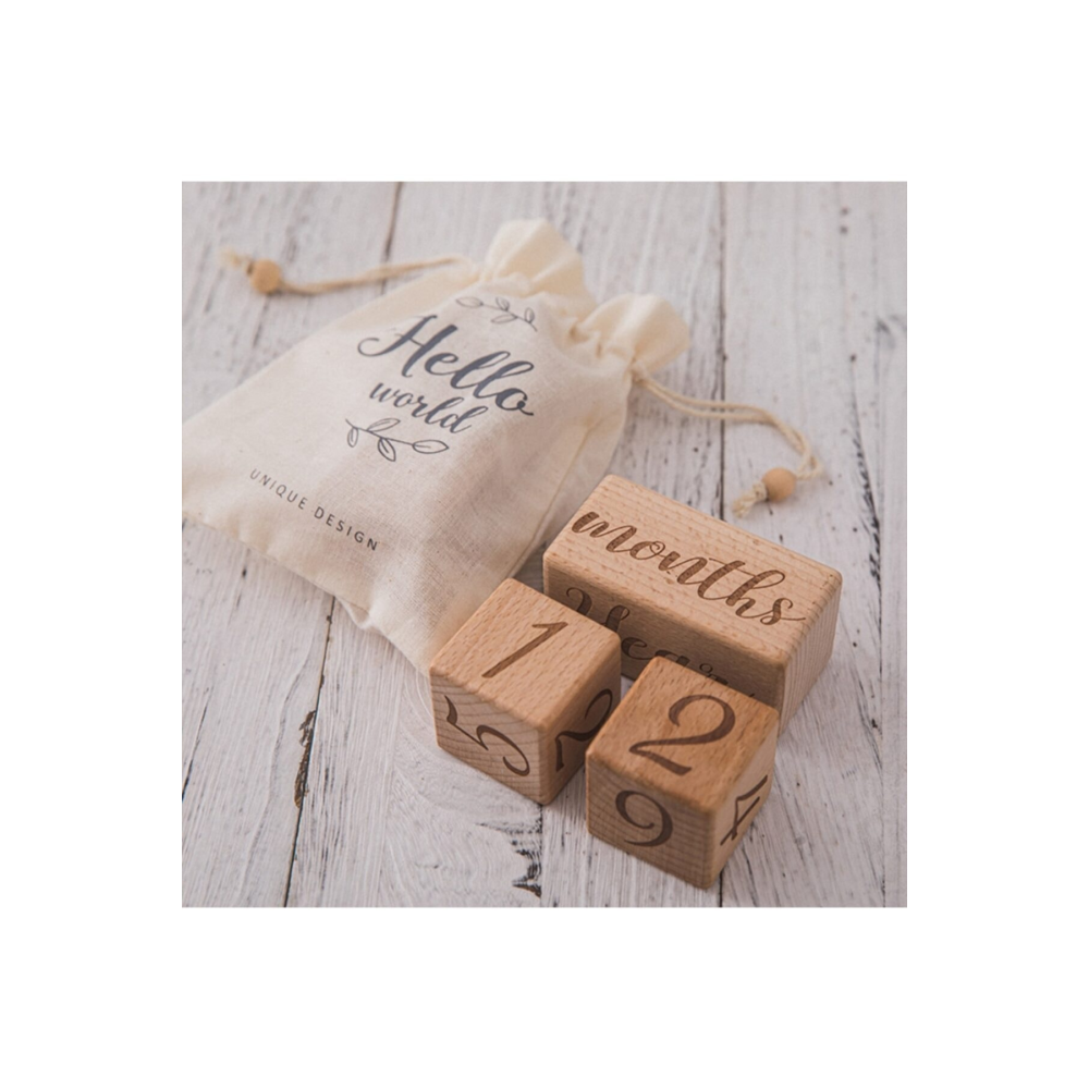 Ahşap Anı Küpleri Lazer Kazıma Anne Bebek Hatıra Fotoğraf Çekim Ve Dekor Küpü 3'lü Set Unisex
