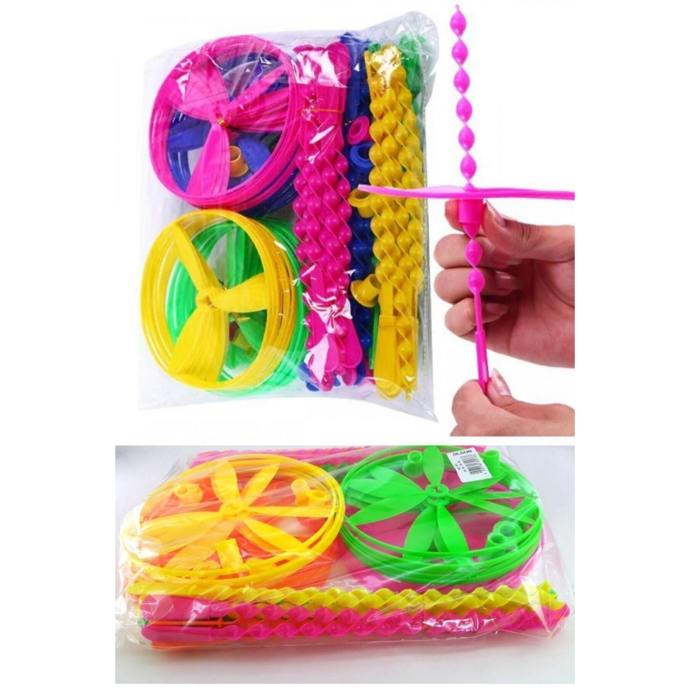 12 Adet Nostalji Oyuncak Uçan Daire - Ufo Pervane - Fırıldak 12 Adet Ürünler Florasan Renklerdir