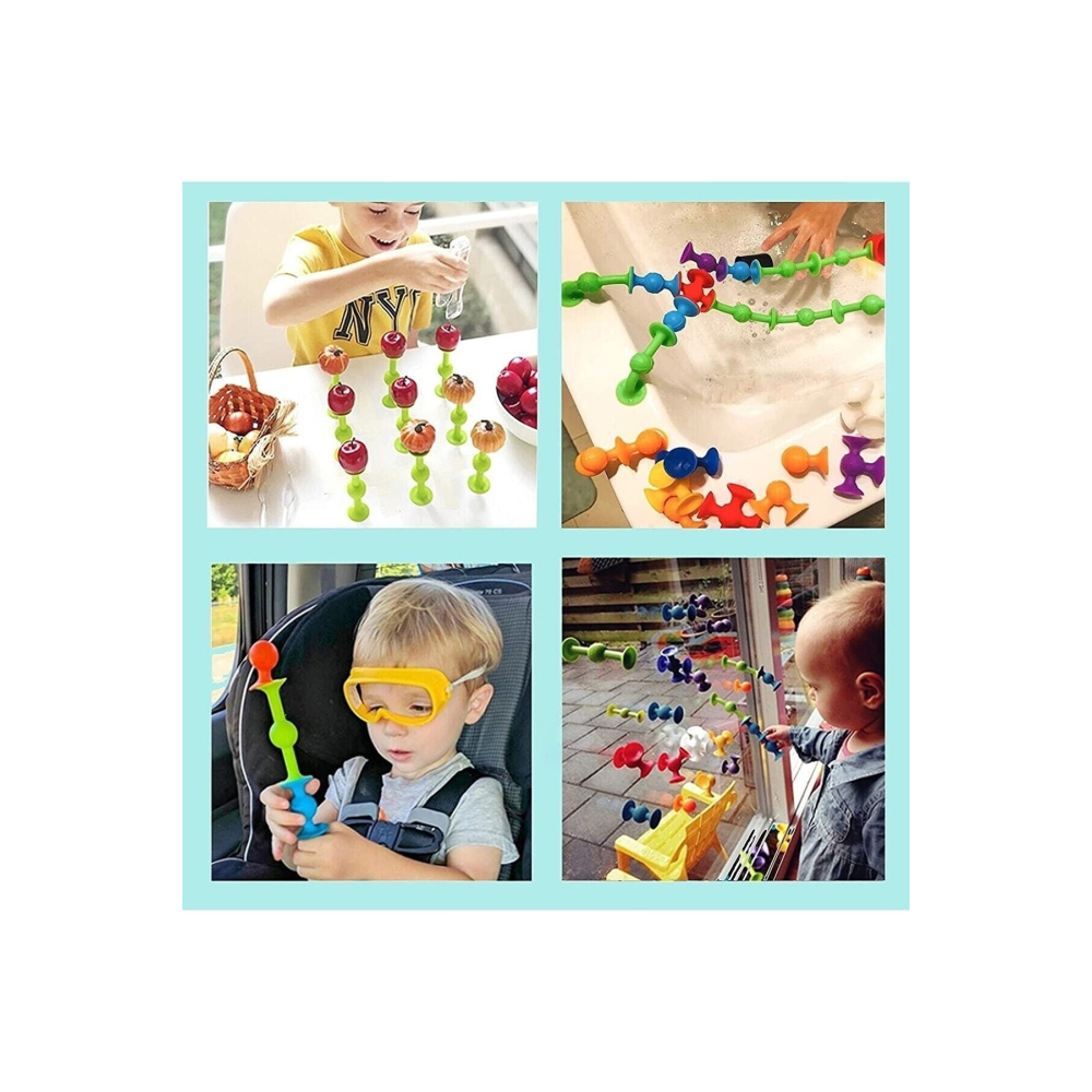 Vakum Molekül 25 Parça Yapı Taşları Fidget Duyusal Banyo Oyuncak Squigz