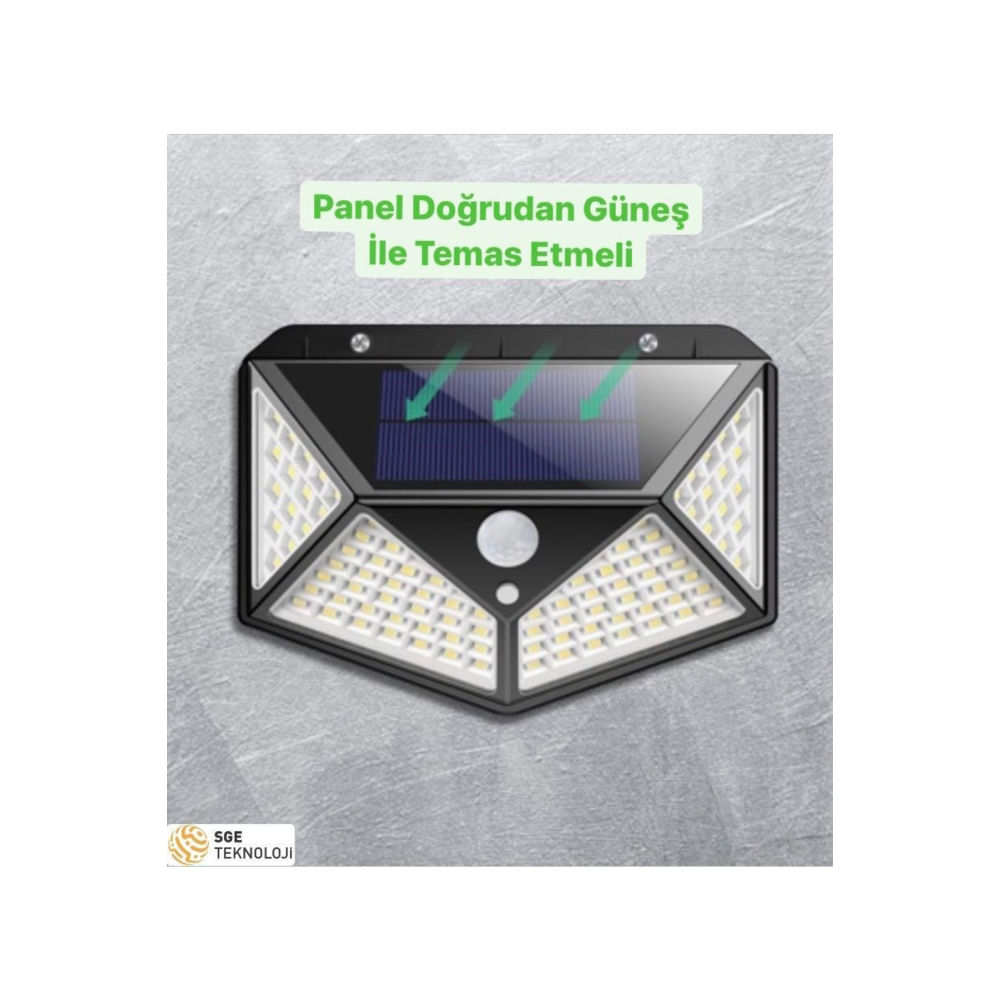 Güneş Enerjili Hareket Sensörlü 4 Taraflı Bahçe Garaj Ev Aydınlatma Lambası