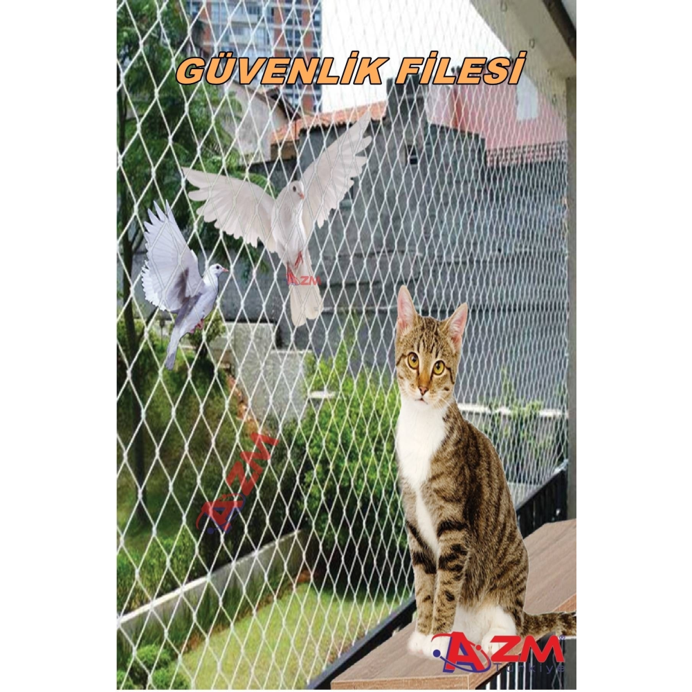 Balkon Filesi 2,5x5 Metre Kuş Filesi Kedi Filesi Güvercin Önleme Ağı