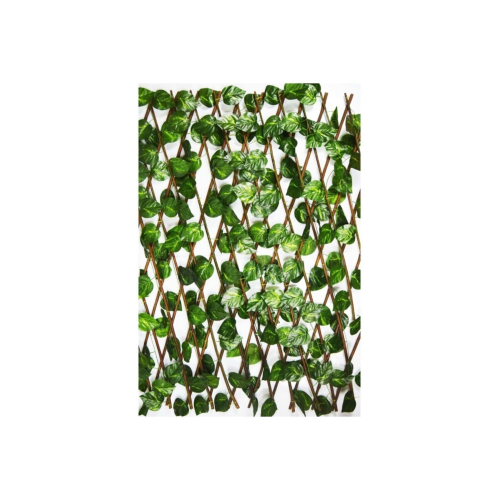 Yapay Sarmaşıklı Çit, Açılır Kapanır Ahşap Çit, Dekoratif Bahçe Çiti 120 Cm X 2,50mt'e Uzatılabilir