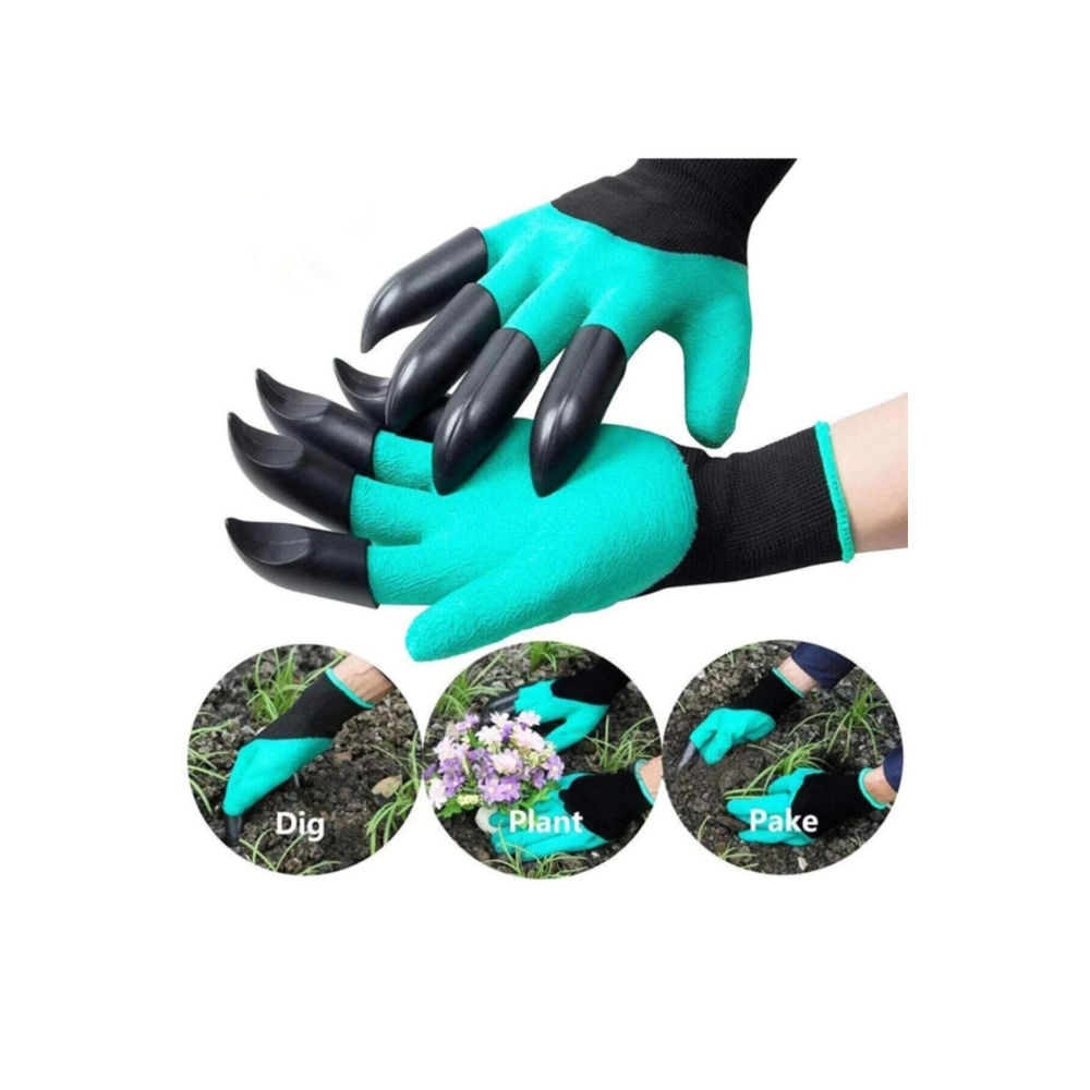 Toprak Kazma Bahçe Eldiveni - Sert Plastik Tırnaklı Eldiven
