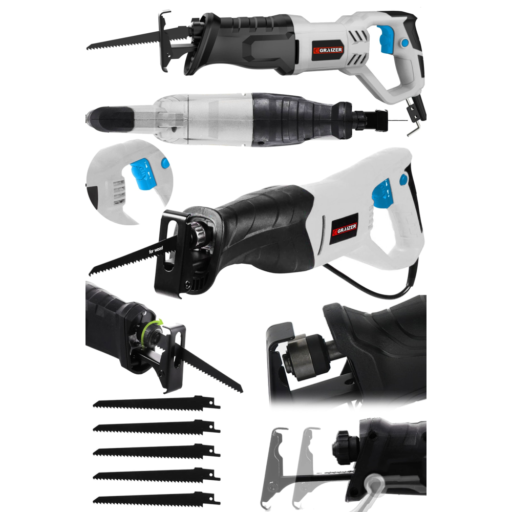 Alman 9000 Xdrive 6 Kademe Devir Ayarli Bakir Sargili Kemik Kesme Tilki Kuyruğu Testere Makinesi