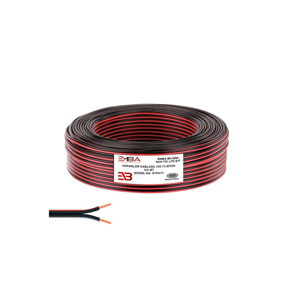 Elektrik Ve Hoparlör Kablosu Kordon 2x0.75 100mt - Siyah