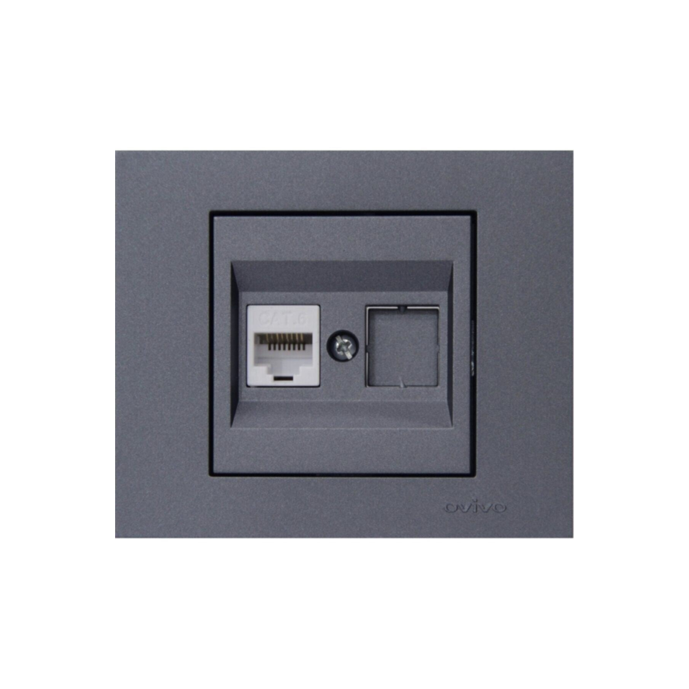 Seldur Cat3 Grano Füme Numeris Telefon Prizi Mekanizma Çerçeve