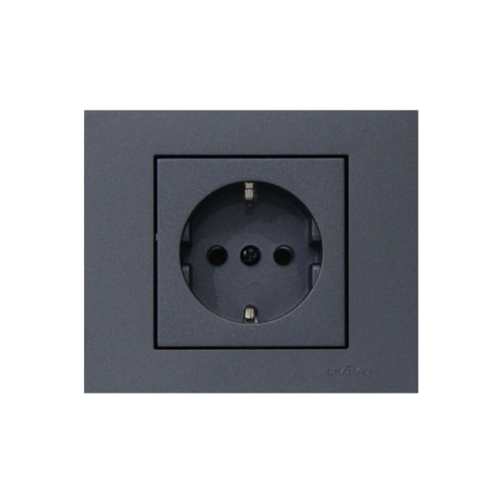 Grano Füme Topraklı Priz Çerçeve