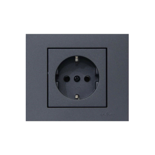 Grano Füme Topraklı Priz + Çerçeve