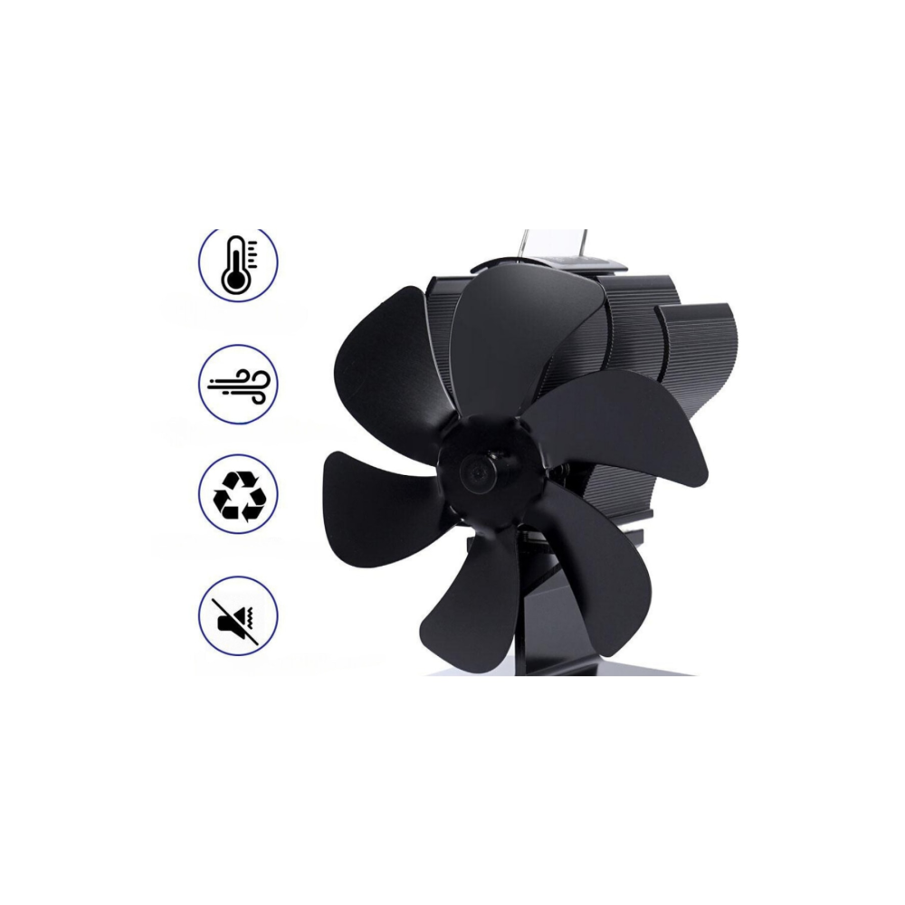 6 Bıçaklı Isı Enerjili Fanı Ultra Sessiz Şömine Soba Fırın Verimli Isı Dağıtım Fanı