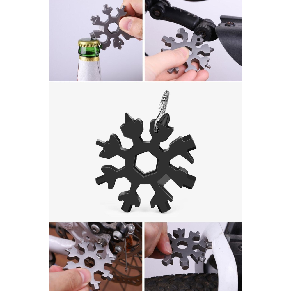 Çok Amaçlı Alyan Tornavida Takımı Çelik Taşınabilir Kar Tanesi Anahtarlık Konserve Şişe Açıcı