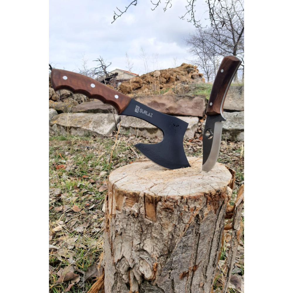 Kamp Baltası Outdoor Bıçak 2 Parça Set Kampçı Bıçak Seti