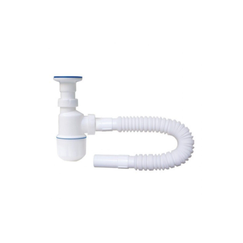 Körüklü Tahliye Taslı Lavabo Evye Sifonu - Depolu Lavabo Evye Gider Borusu 75 Cm Gırtlak