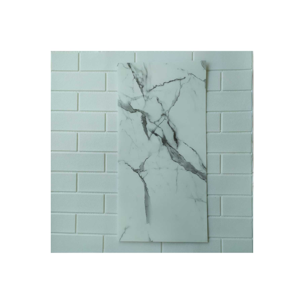 30x60cm Beyaz Mermer Desenli Kendinden Yapışkanlı Seramik Desen Banyo WC Kaplama PVC Duvar Paneli