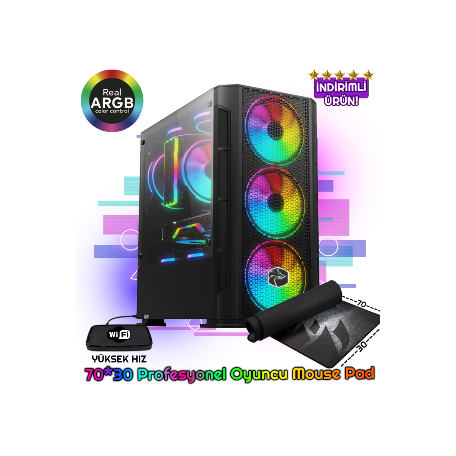 I5-3470 8gb Ram 1 Tb Hdd 256gb Ssd 4gb 128bit Rx550 Oyuncu Masaüstü Bilgisayarı