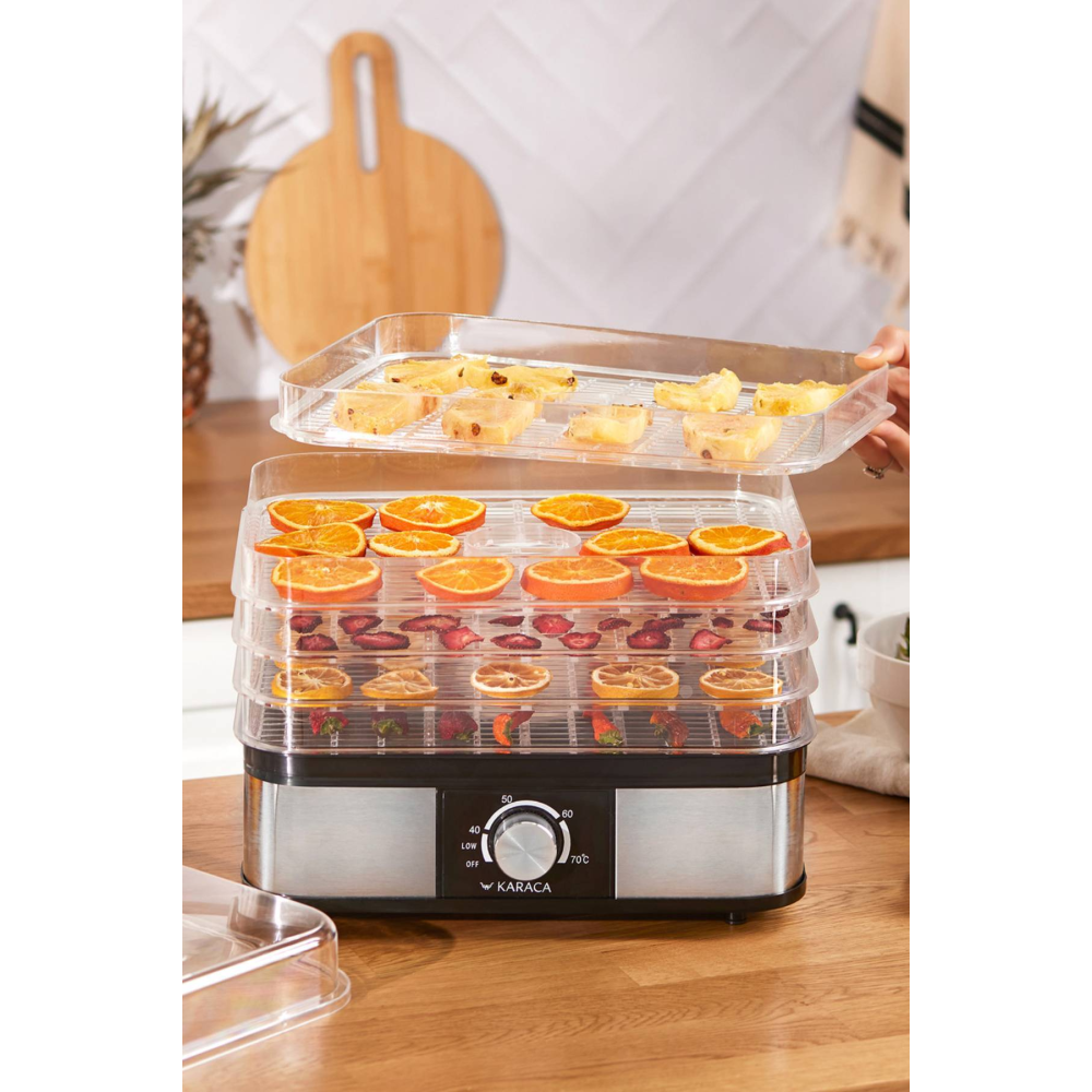 Meyve, Sebze ve Et Kurutma Makinesi, 5 Raflı, Ayarlanabilir Sıcaklıklı