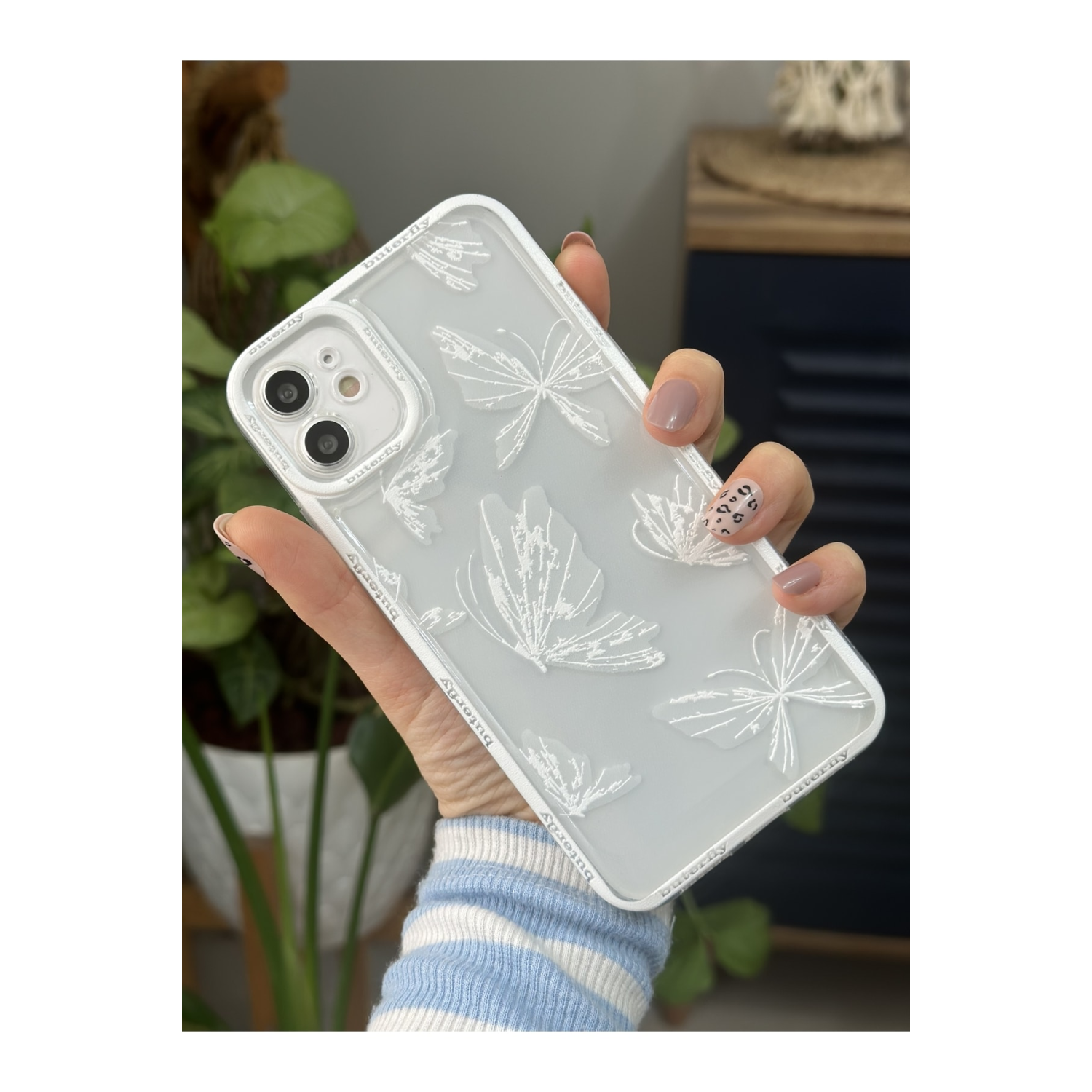 Iphone 11 Uyumlu (köşeli - 12 Görünümlü )şeffaf Baskı Desenli Silikon Kılıf