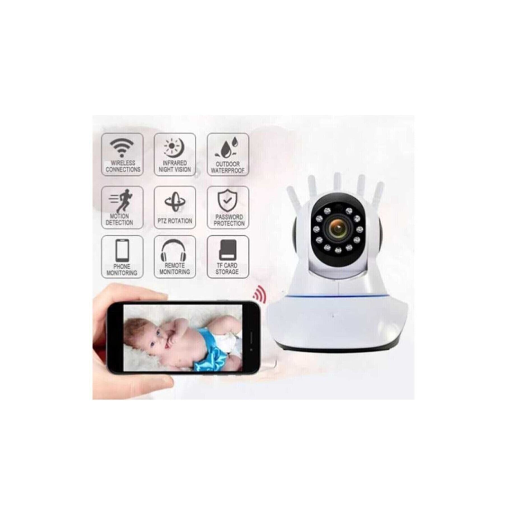 Kablosuz Wifi Bebek Izleme Kamerası 5 Antenli Gece Görüşlü Güvenlik Ip Kamera Harekete Duyarlı