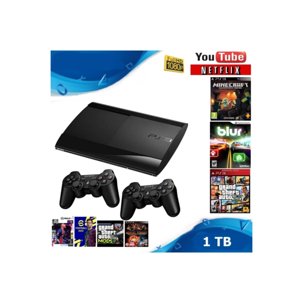 Ps3 Playstation 3 1tb Slim Konsol+ 250 Oyun+2kol