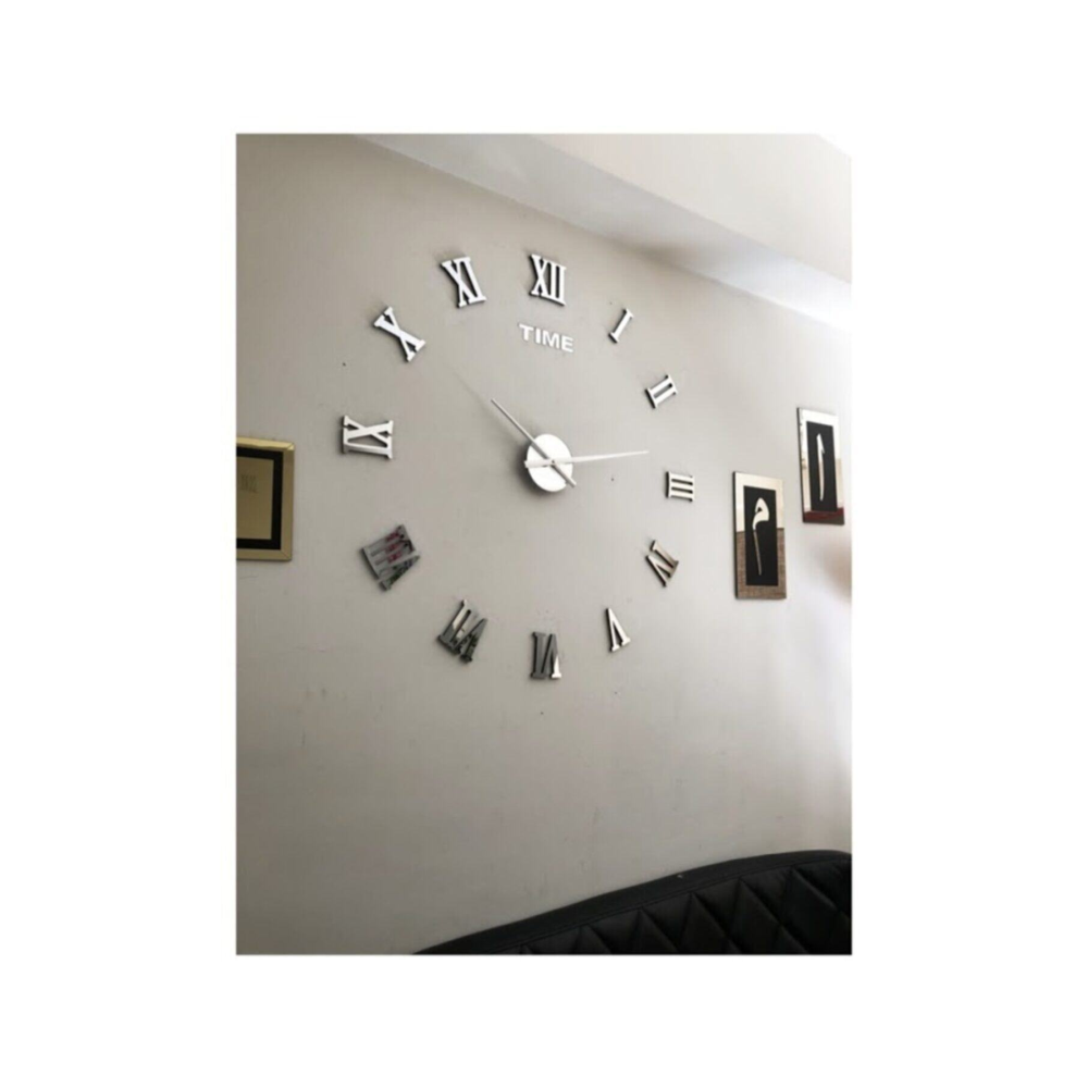 Dekoratif 3d Duvar Saati Pleksi Ayna Roma Rakamlı Büyük Boy