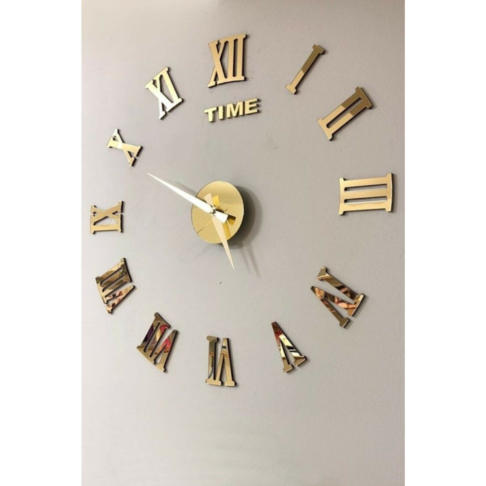 Time Collection 3d Roma Rakamlı Duvar Saati (ALTIN)