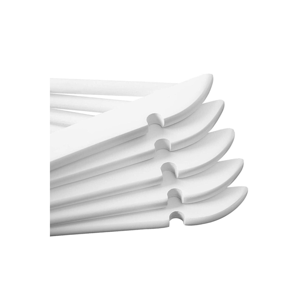 12 Adet - Ahşap Görünümlü Elbise Ve Kıyafet Askısı Beyaz