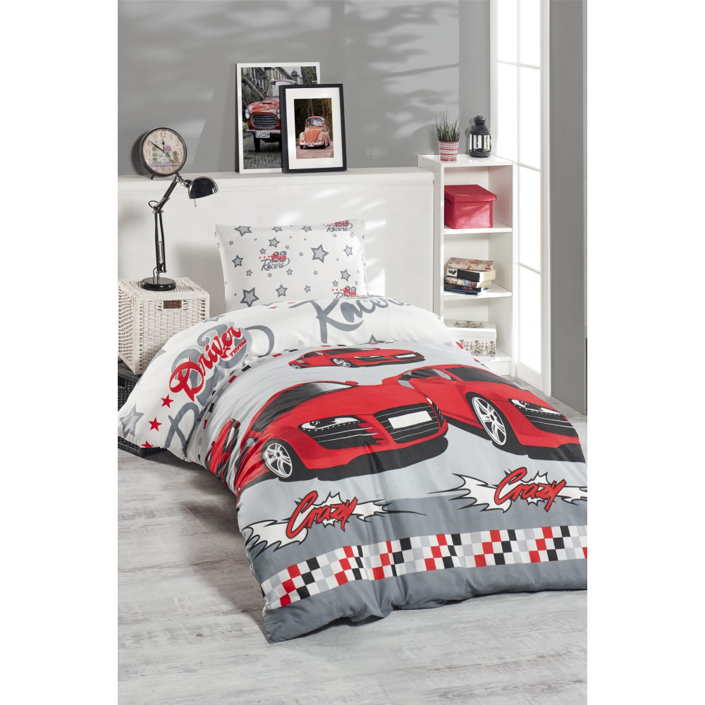 Junior Nevresim Seti Tek Kişilik Crazy Kırmızı