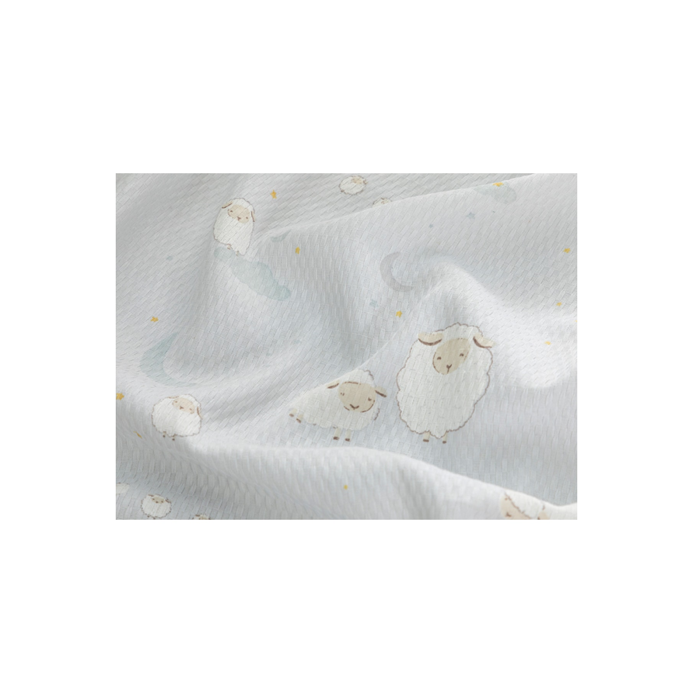 Little Lamb Baskılı Bebek Pike 100x150 Cm Açık Gri
