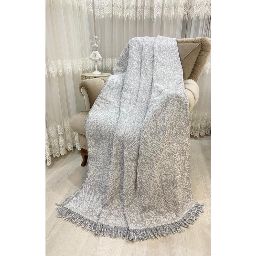 Lüks Pamuklu Koltuk-çekyat Örtüsü Gri Rengi 170x220 Çift Taraflı Terletmez Kaymaz Toplanmz