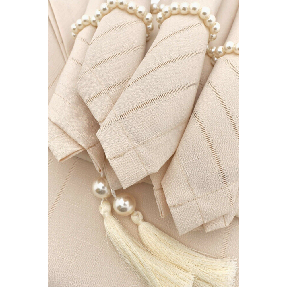 Colber Masa Örtüsü Bej Yemek Sunum Takımı