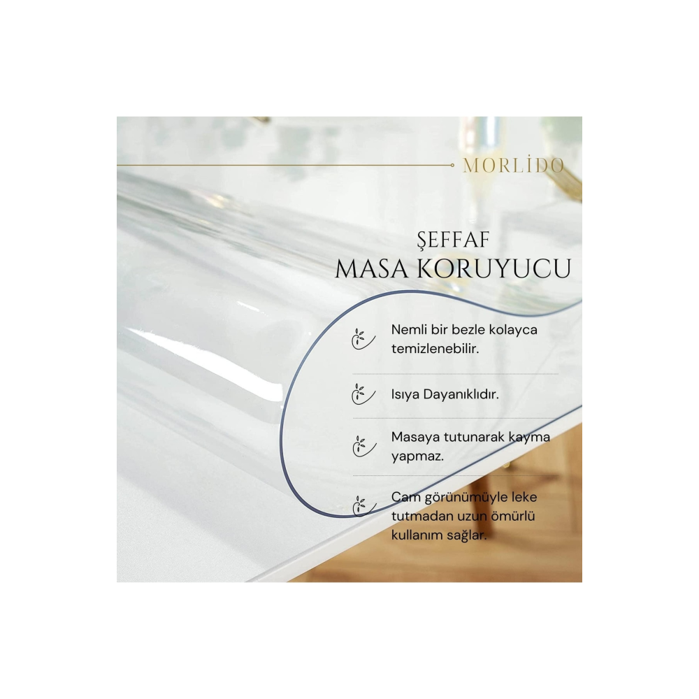 Şeffaf Kalın Masa Örtüsü Koruyucusu Tüm Ebatları 1.4 Mm