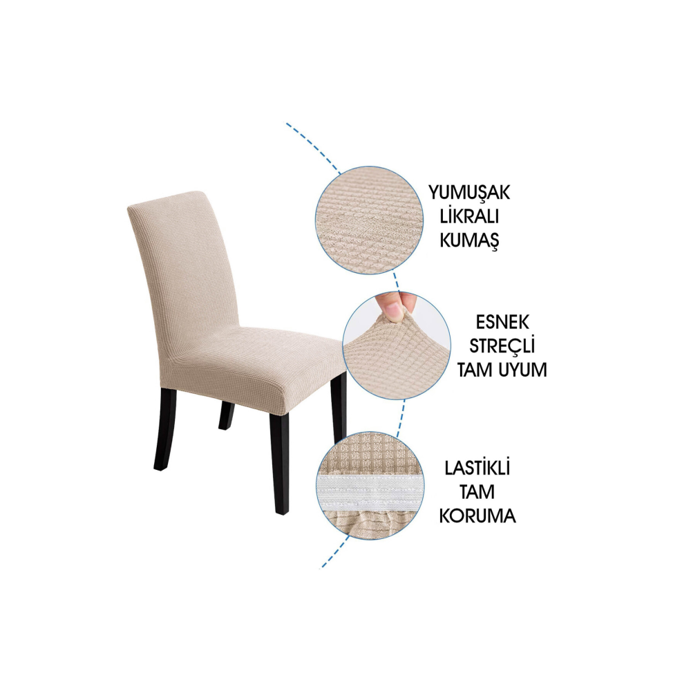 Sandalye Kılıfı Yıkanabilir Likralı Esnek Lastikli Sandalye Örtü