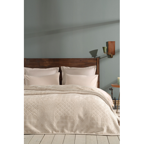 Nova Çift Kişilik Emboss Battaniye - Şampanya