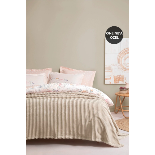 Holly Wellsoft Tek Kişilik Battaniye - Ekru