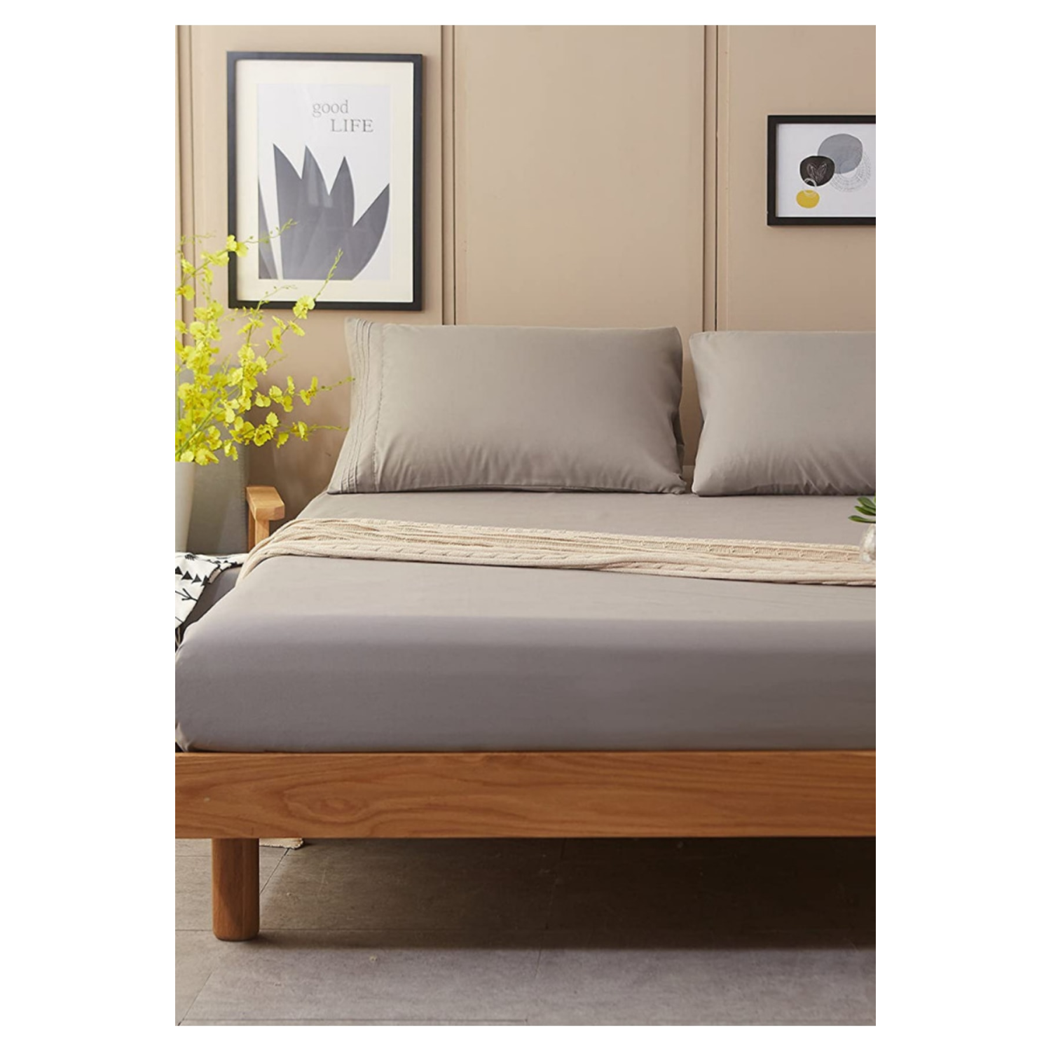 Lastikli Pamuk Penye Çarşaf Gri 180x200 Littlekingsize