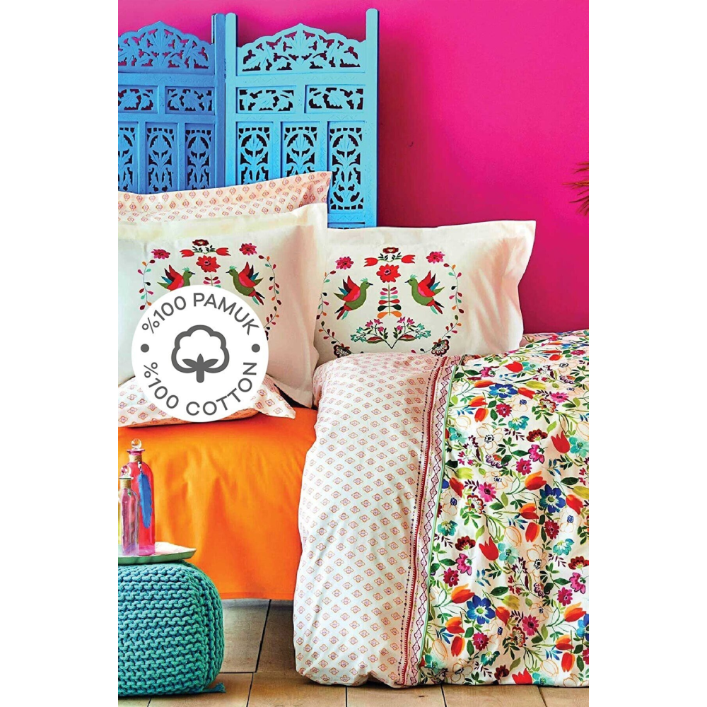 Parlin Fuşya %100 Pamuk Çift Kişilik Nevresim Takımı