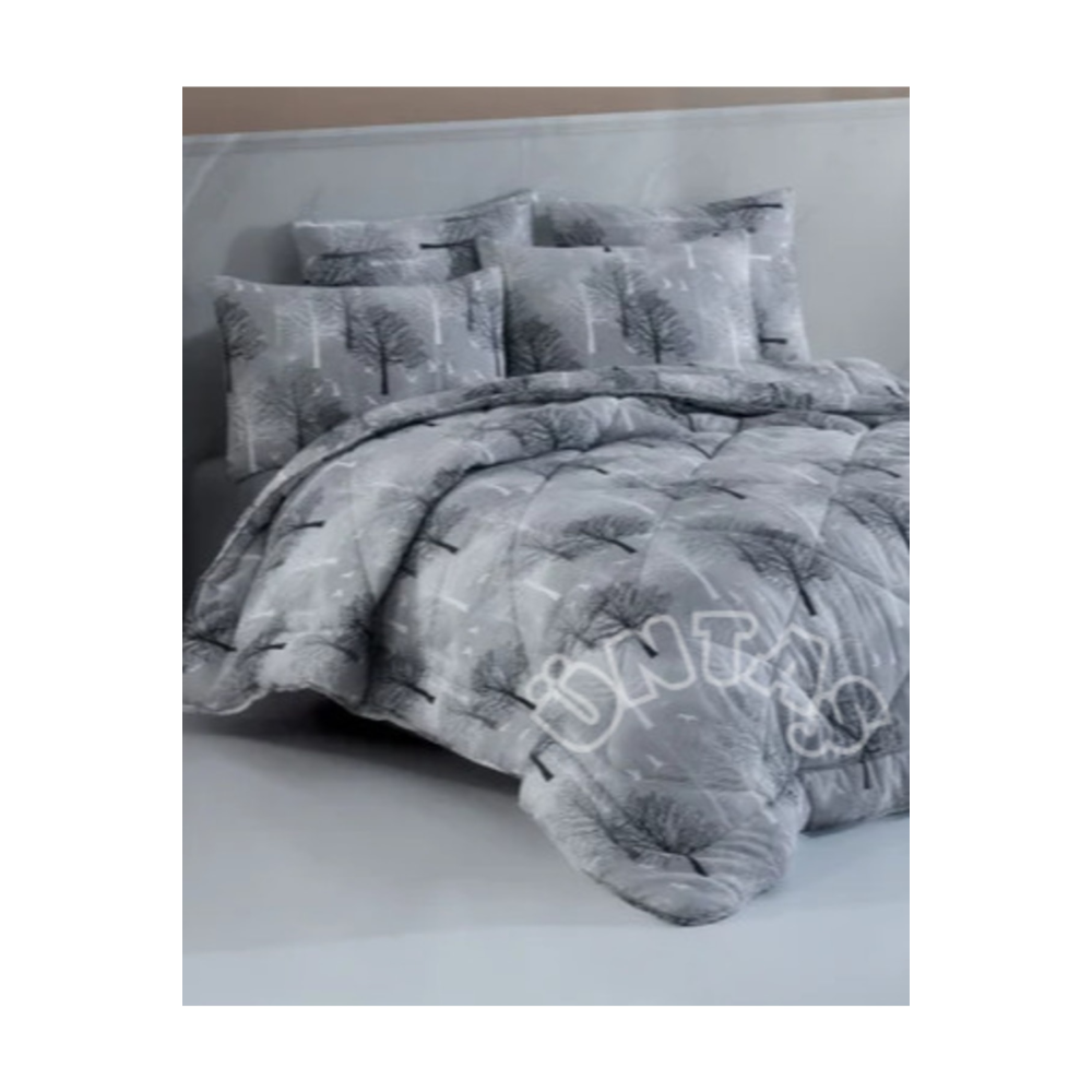 Life Uyku Serisi Gri Ağaç 4 Parca Çift Kişilik Uyku Seti