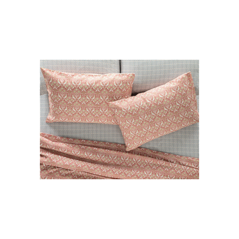 Bird And Anemons Kolay Ütülenir 2'li Yastık Kılıfı 50x70 Cm Pembe