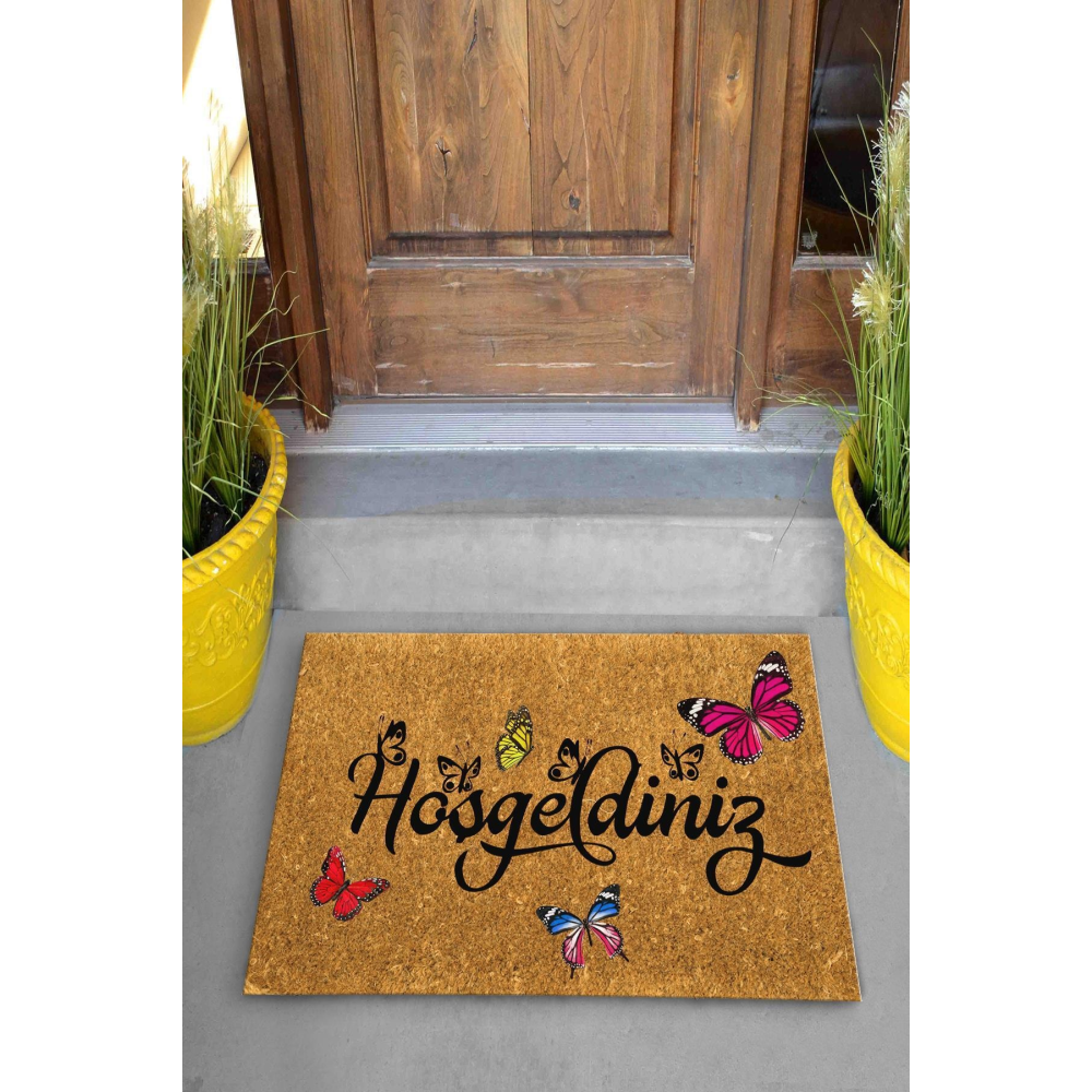Home Hoşgeldiniz Kelebek Dekoratif Çok Amaçlı Iç ve Dış Kapı Paspası